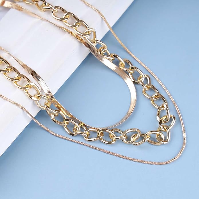 Vintage Layered Snake Chain Necklace Chunky