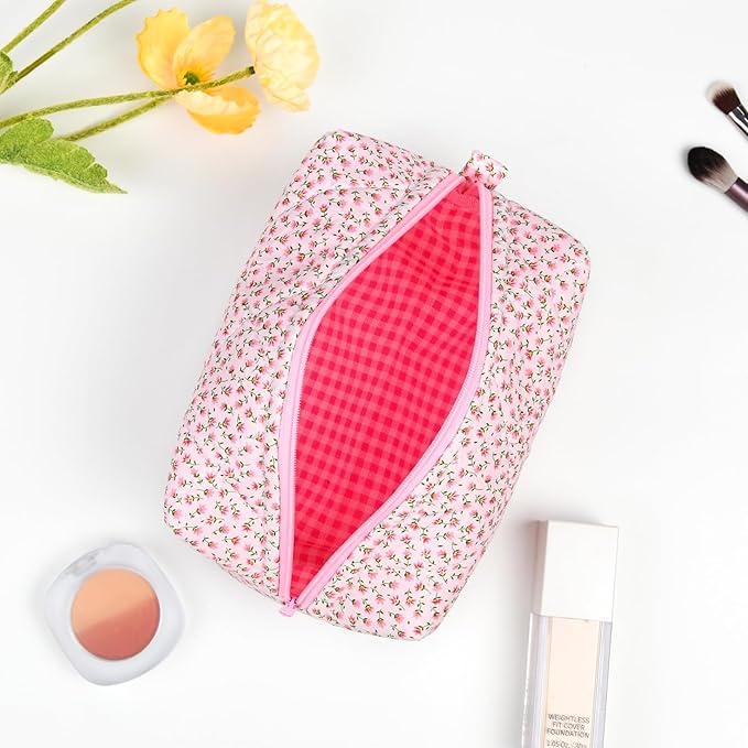 Soidram quilted makeup bag floral