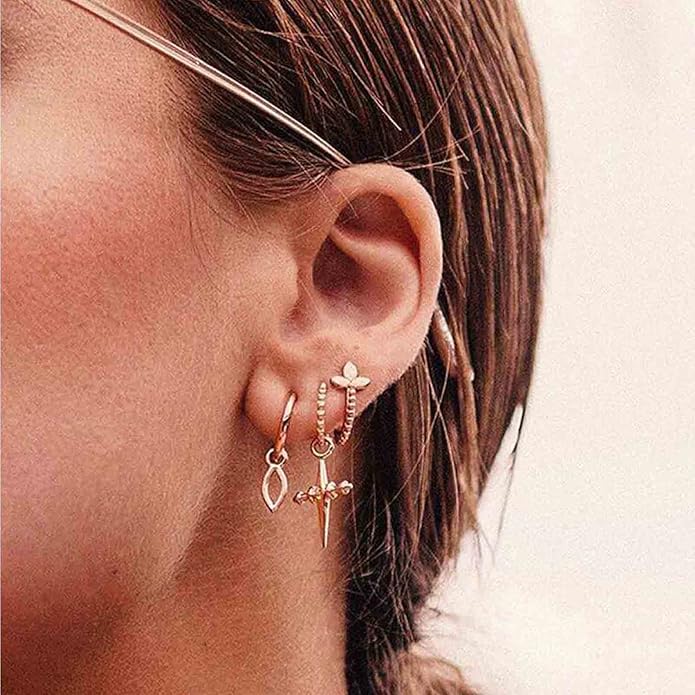 Boho Star Moon Chain Cuff Earrings