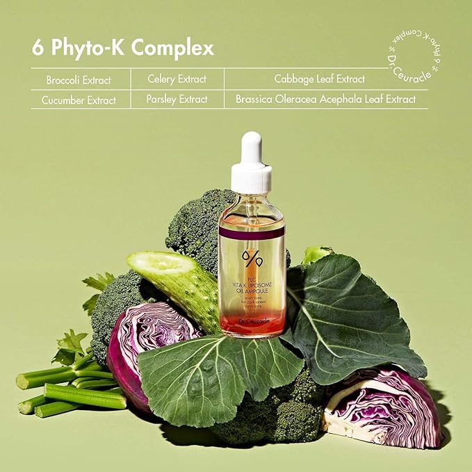 Dr.Ceuracle PLC Vitamin K Liposome Oil Ampoule - Korean Vitamin K Face Serum for Evening Skin Tone and Relieving Imperfections (50 ml / 1.69 fl. oz.)