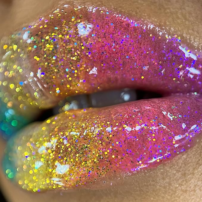 UNICORN SNOT Glitter Lip Gloss Kit - Long-Lasting Sparkly BIO Lip Shine - Vegan & Cruelty Free Non-Sticky Formula - Lip Gloss for Festivals and Rave Makeup - High-Shine Glitter Lip Gloss, Set of 3