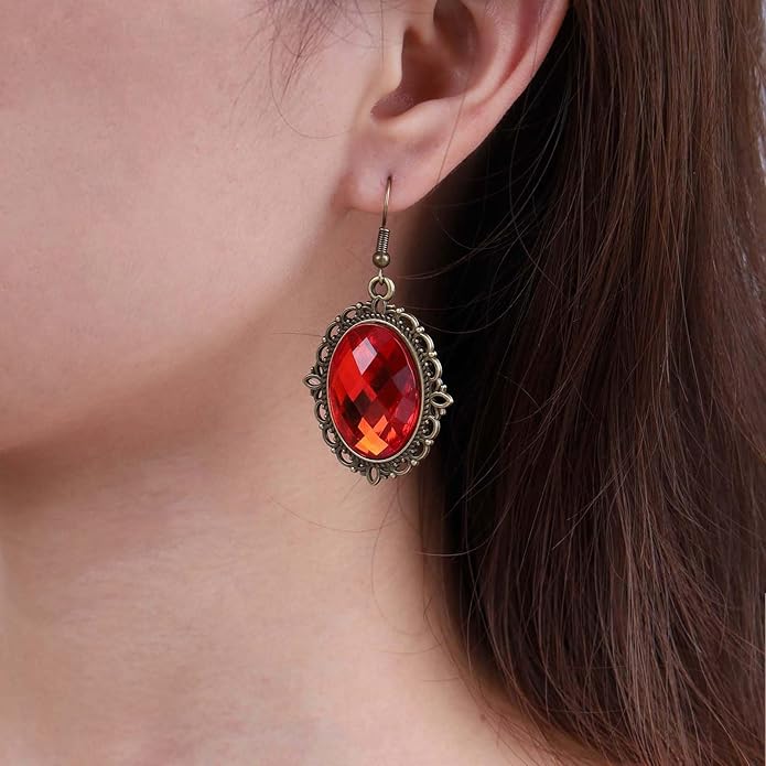 Vintage Black Crystal Drop Earrings Oval