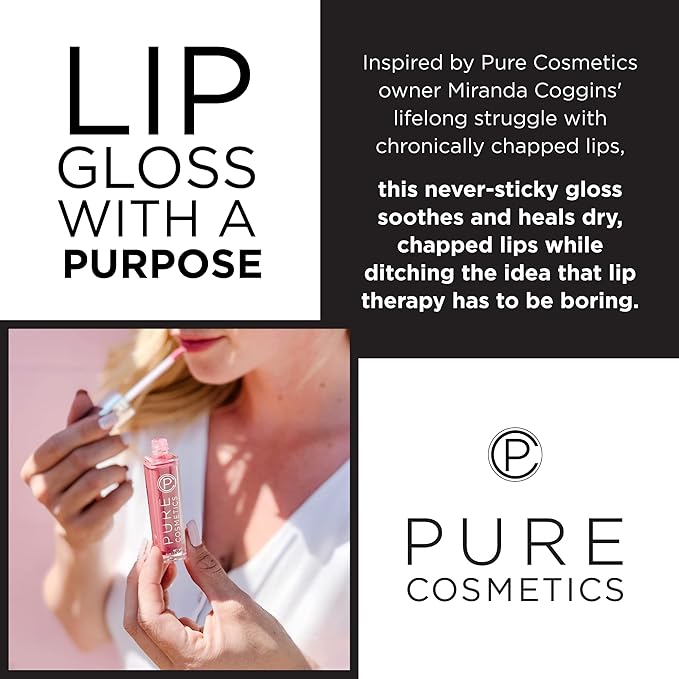 Pure Cosmetics Pure Illumination Lip Gloss - LED-lit Applicator w/Side Mirror - Non-Sticky, Moisturizing & Hydrating Lip Glosses - Soothes & Heals Dried Chapped Lips (Shimmer)