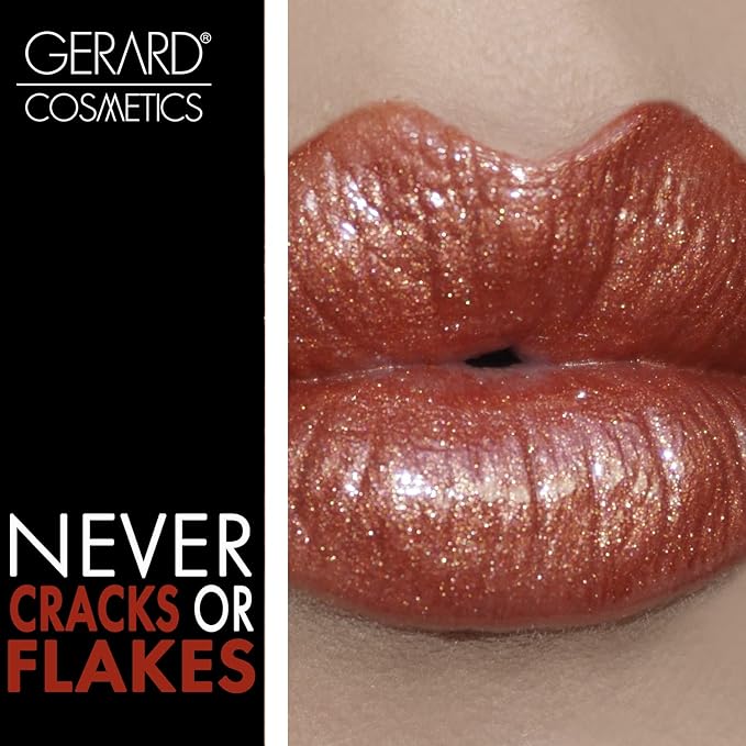 Gerard Cosmetics Color Your Smile Lip Gloss Pretty Penny | Super Pigmented Bronze Glitter Lip Gloss with LED Light and Mirror | Shiny Finish | Hydrating Liquid Lip Color | Cruelty Free and Made in USA