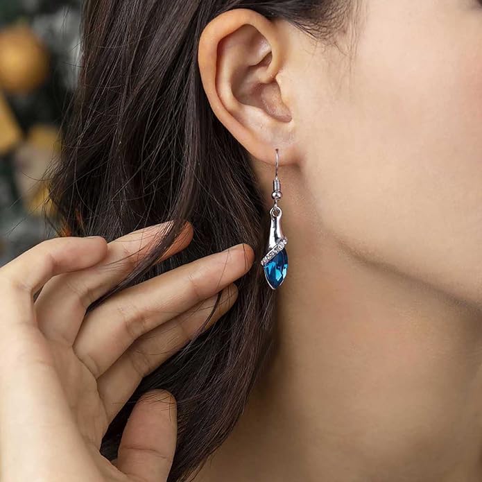 Bohemia Sapphire Drop Earrings Blue Crystal