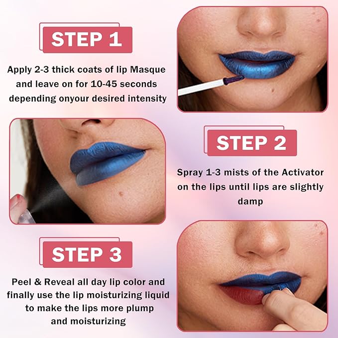 Peel Off Lip Stain Peel Off Lip Tint Stain Highly Pigmented Lip Peel Off Stain Long Lasting LipStains Peel Off Nude Lip Gloss Matte Liquid Lipstick Lip Makeup for Women(02 Rose)