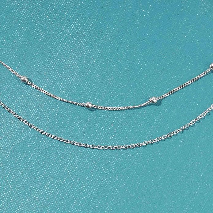 Boho Layered Satellite Choker Necklace Gold Ball Chain