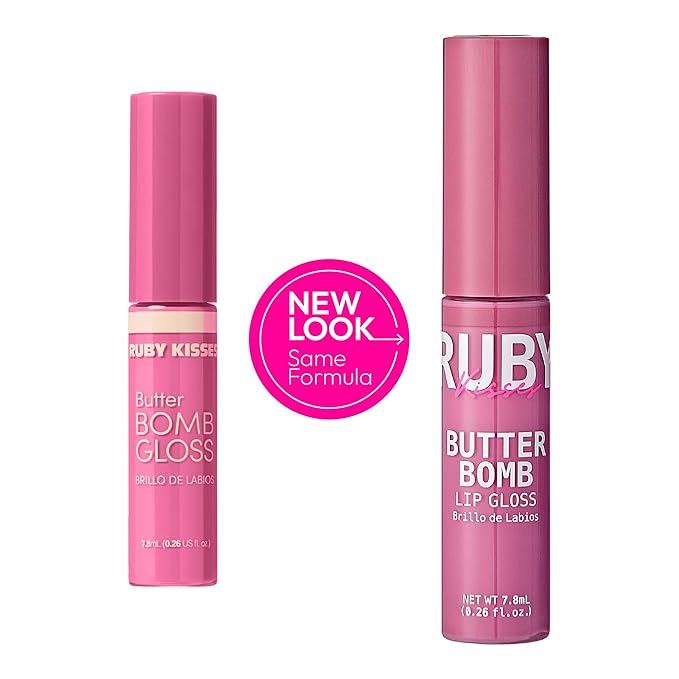 Ruby Kisses Lip Gloss Butter Bomb Gloss Non-Sticky Lip Gloss Vitamin E Natural Nude Lip Makeup - 7.8mL (0.26 US fl.oz) (Denouement)
