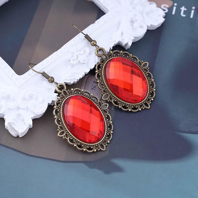 Vintage Black Crystal Drop Earrings Oval
