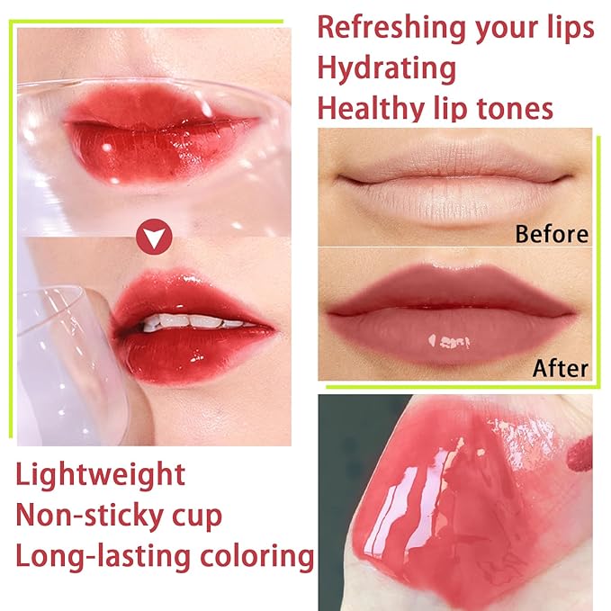 7 Colors Lip Tint Stain Set, Watery Lip Stain Mini Liquid Matte Lipstick, Multi-use Lip Cheek Tint, Moisturizing Plump Lip Gloss, Lightweight Non-Sticky, Long Lasting, Vivid Lip Makeup (Avocado)