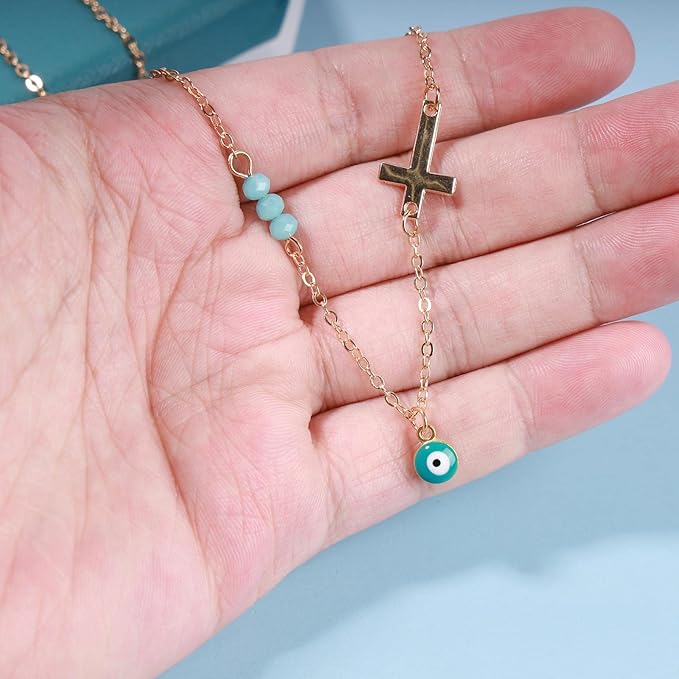 Boho Evil Eye Necklace Exquisite Cross