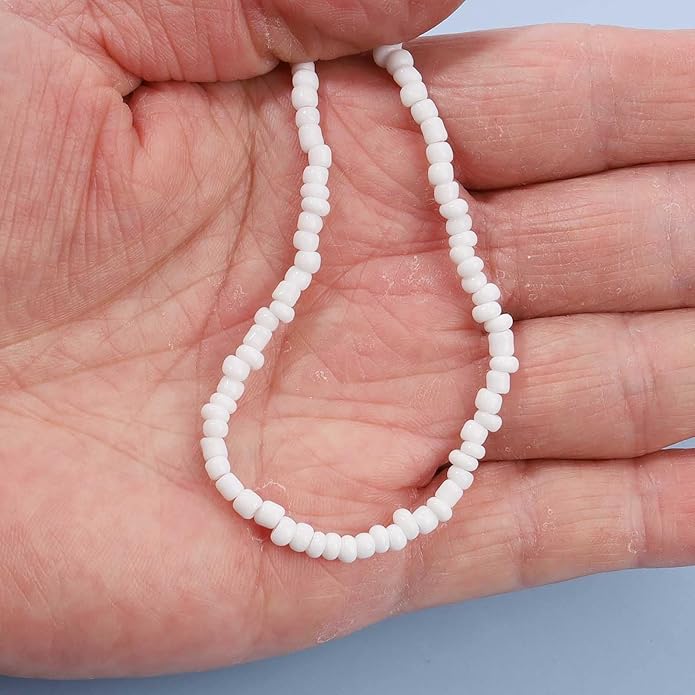 Boho Seed Bead Choker Necklace Tiny Rice Bead