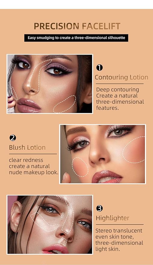 3 Color Contour Beauty Wand, Highlighter ,Face Concealer Bronze Gold)