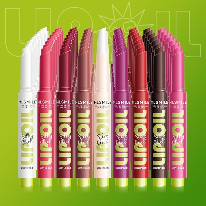3 Colors Fat Lip Oil Slick Click Press Lipstick, Moisturizing Lip Balm Korean Shining Mirror Lip Gloss Nourishing Solid Lip Glaze, Plump Your Lips, High Pigmented Vegan Lip Oil Non-Sticky (C#)