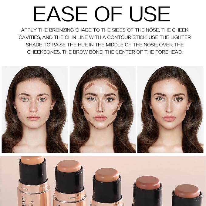 8 Colors Cream Contour Sticks Makeup Kit, Dual-Ended Concealer (01#)