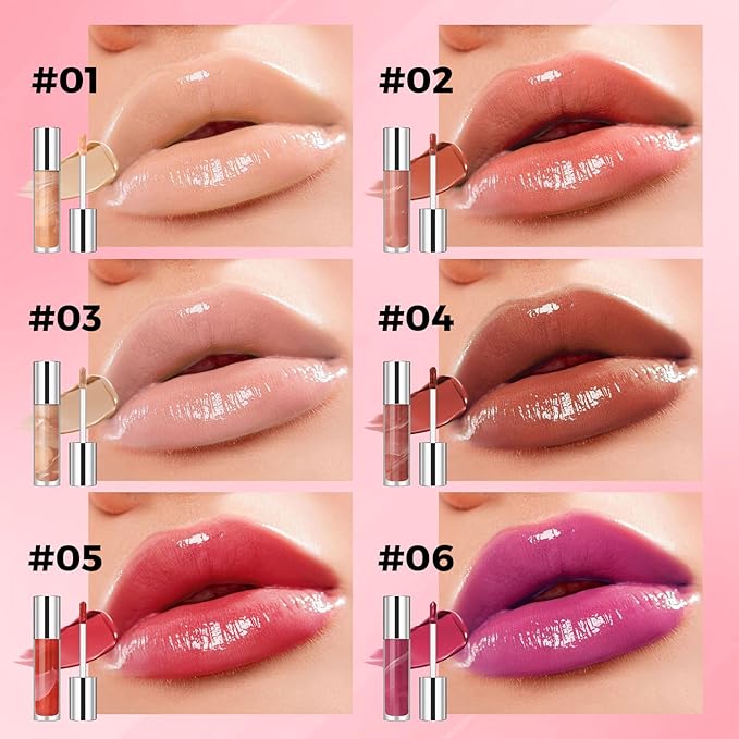Magic Lip Gloss Plumper, Violet Silky Plumping Lip Gloss Tint, Long-lasting Marble Liquid Lipstick, Hydrating Non-Sticky Lip Oil, Moisturizing Plumping Lip Gloss
