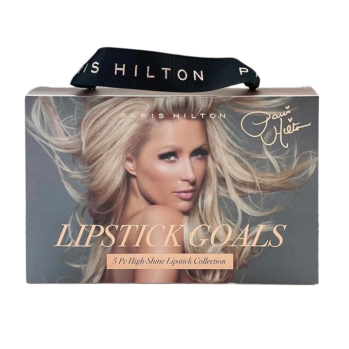 Paris Hilton High-Shine Lipstick Collection - Lipstick Set with Pink and Red Lipstick - All-Day Wear, Lightweight Formula Lipstick for Women - 5 pcs