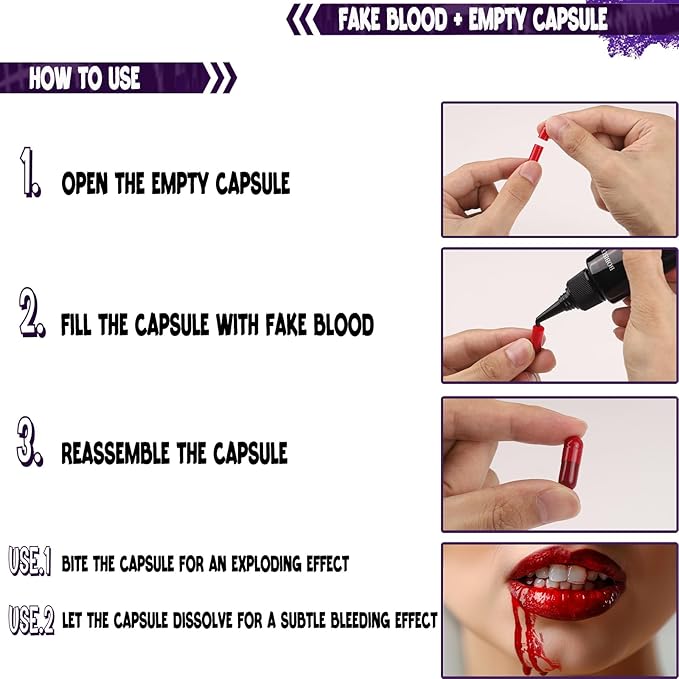BOBISUKA Halloween Fake Blood + 10 Pack of Mouth Clothes