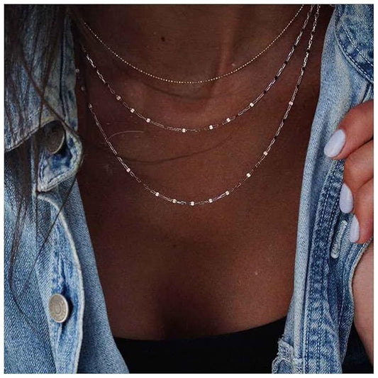 Boho Layered Necklace Choker Gold Lace