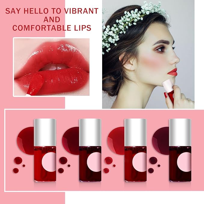 4 Pcs Fruit Lip Stain Set, lasting