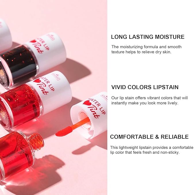 6 Colors Water Lip Stain Makeup Kit, Long Long