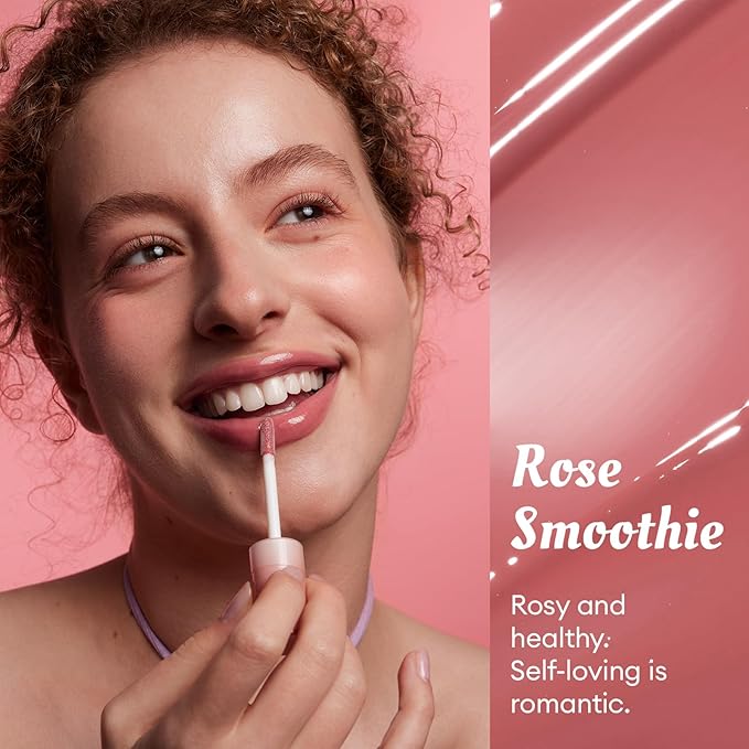 ITY Lip Gloss, Lip Plumper with Hyaluronic Acid, Lip Stain Moisturizing, Coconut Flavored Lipstick, Jelly Texture, 0.09 oz, 06 Rose Smoothie