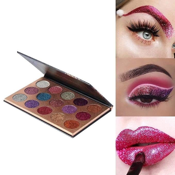 15 Colors Eyeshadow, Glitters Shimmer Pigment Pressed Makeup