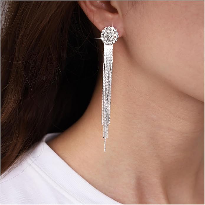 Vintage Crystal Chandelier Dangle Earrings Rhinestone