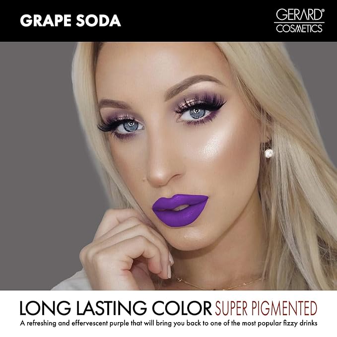 Gerard Cosmetics Lipstick Grape Soda | Purple Lipstick with Comfort Matte Finish | Highly Pigmented, Smooth Formula with Hydrating Ingredients | Cruelty & Made in USA