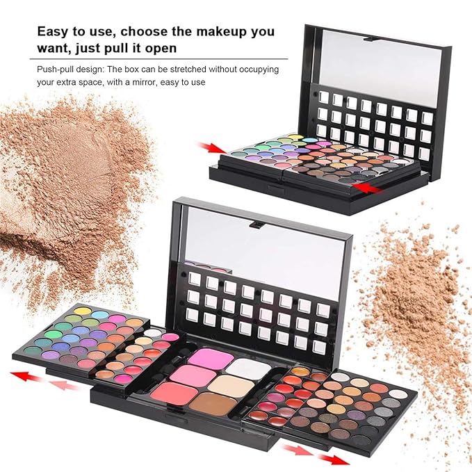 78 Color Makeup Palettes Kit, with 48 Pigmented