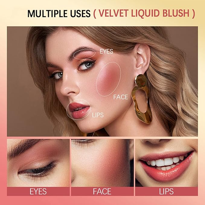 5 PCS Liquid Blush Soft Cream Face Blusher Blendable Feel