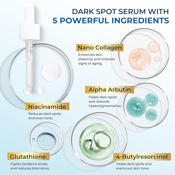 Abera Dark Spot Serum for Face, Dark Spot Corrector, Melasma & Age Spot Treatment, Boost Moisturization & Pore Minimize, All Skin Types, 0.68 fl Oz, Set of 2
