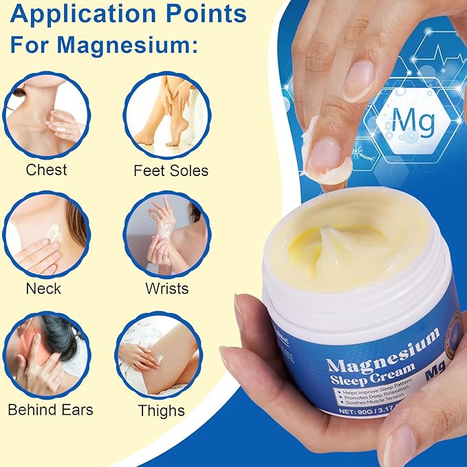 Magnesium Cream, Magnesium Cream for Sleep,Feet,Soothes Muscle Tension,Magnesium Lotion for Relaxation,3.17oz, Magnesium Oil for Feet, Promote Relaxation