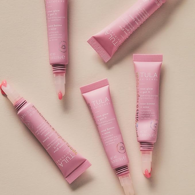 TULA Skin Care Rose Glow + Get It Lip Balm - Hydrating Peptide Lip Treatment with Hyaluronic Acid & Vitamin E, 0.28 oz.