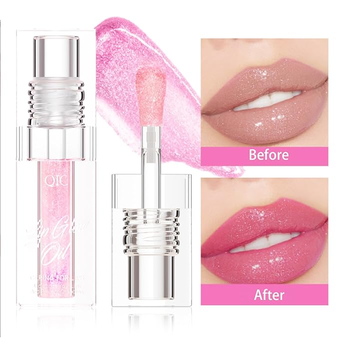 Magic Color Changing Lip Oil, 2024 New Warm Change Moisturizing Lip Gloss Hydrating Lip Oil, New Upgraded Magic Big Brush Color Changing Lip Oil Long Lasting Nourishing (Pink 01#)