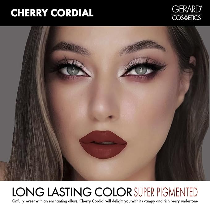 Gerard Cosmetics Lipstick Cherry Cordial | Dark Red Lipstick with Comfort Matte Finish | Highly Pigmented, Smooth Formula with Hydrating Ingredients | Cruelty Free & Made in USA