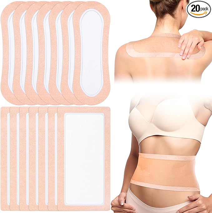 Geiserailie 20 Pcs Large Castor Oil Pack Wrap Kit Disposable Castor Oil Patches Large Self Adhesive Pads for Neck Belly Waist Stomach Knee Back Arm, Portable, Anti Massage Oil Leak, No Wash