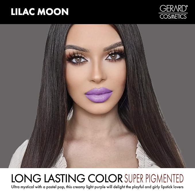 Gerard Cosmetics Lipstick Lilac Moon | Bright Purple Lipstick with Comfort Matte Finish | Highly Pigmented, Smooth Formula with Hydrating Ingredients | Cruelty Free & Made in USA