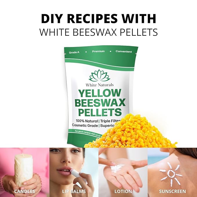 Yellow Beeswax Pellets 8oz, Pure, Natural, Naturals