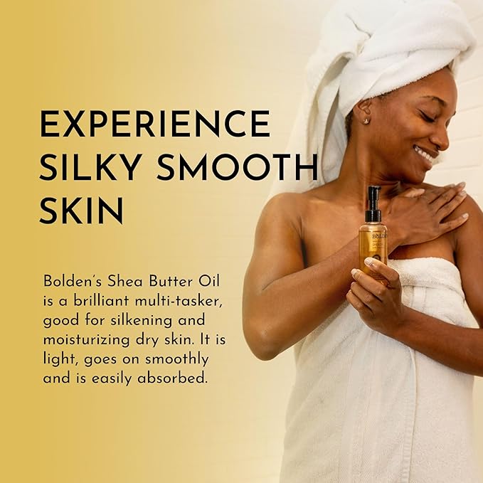 BOLDEN SHEA OIL with Vitamin E | 100% Natural | Unparalleled Moisture & Radiance for Skin & Hair | Sweet Vanilla Scented | 3.4 fl oz