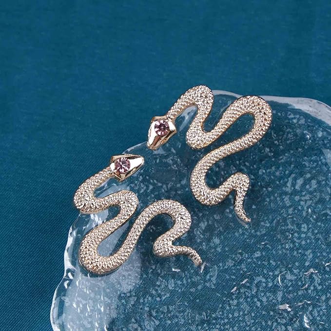 Vintage Snake Stud Earrings Gold Snake