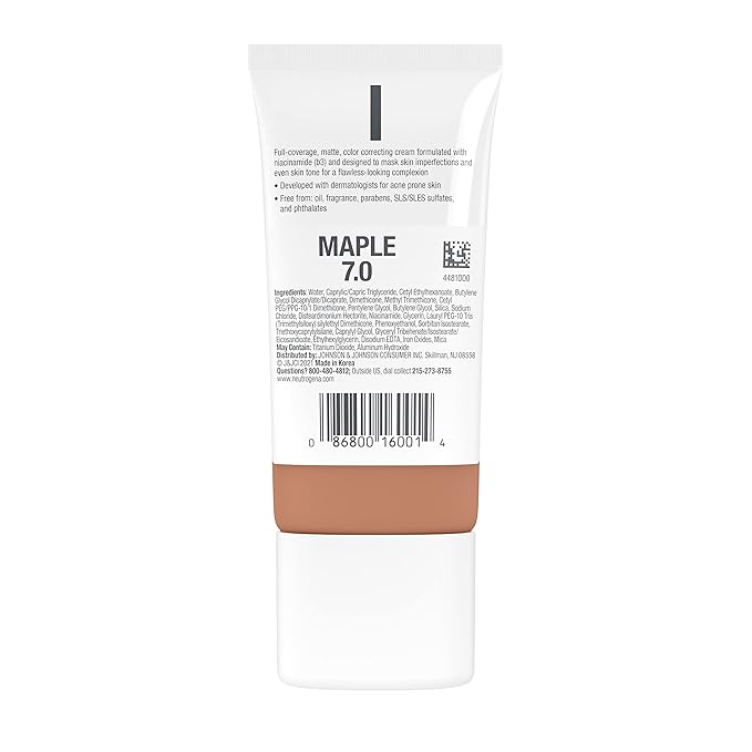 NEUTROGENA Clear Coverage Color Correcting Cream . 7.0 / Maple 1.0 oz