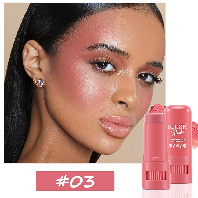 Cream Blush Makeup,Buildable Blush Stick for Cheeks,Matte Finish,Long Multi Stick