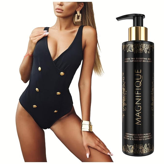 Onyx Magnifique Indoor & Outdoor Tanning Lotion with Bronzer and Accelerator - Bronzing Lotion for Dark Tan Result - Luxury Tanning Lotion with Push-Up Complex Coffee Blend - Lightweight Formula