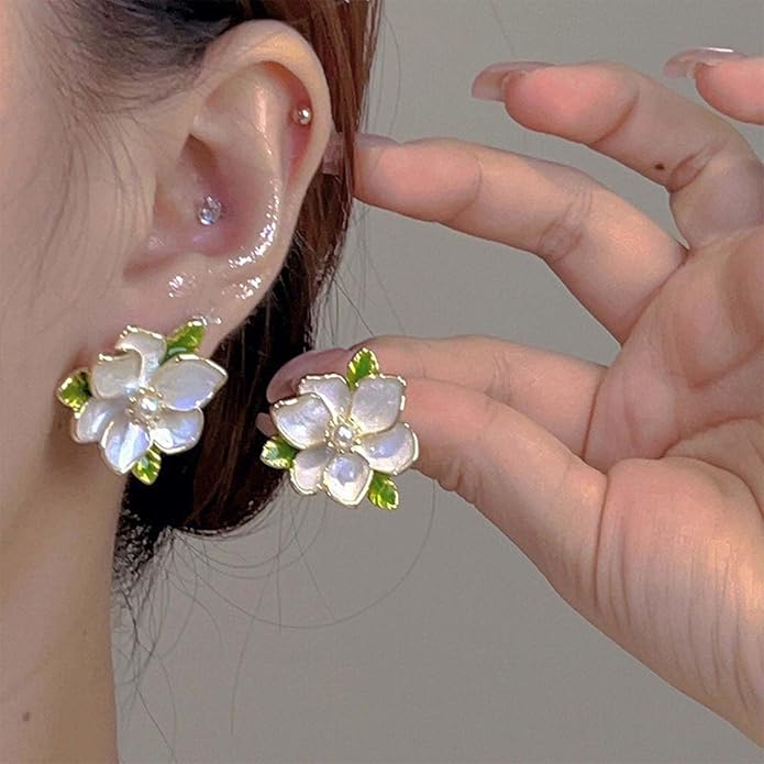 Unique Blue Flower Earrings Studs Vintage