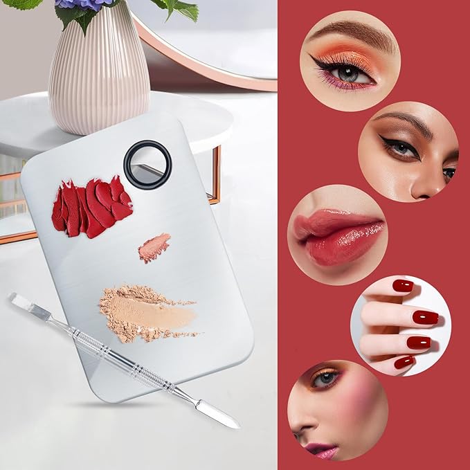 Makeup Mixing Palette, Upgrad Stainless Steel Metal Mixing