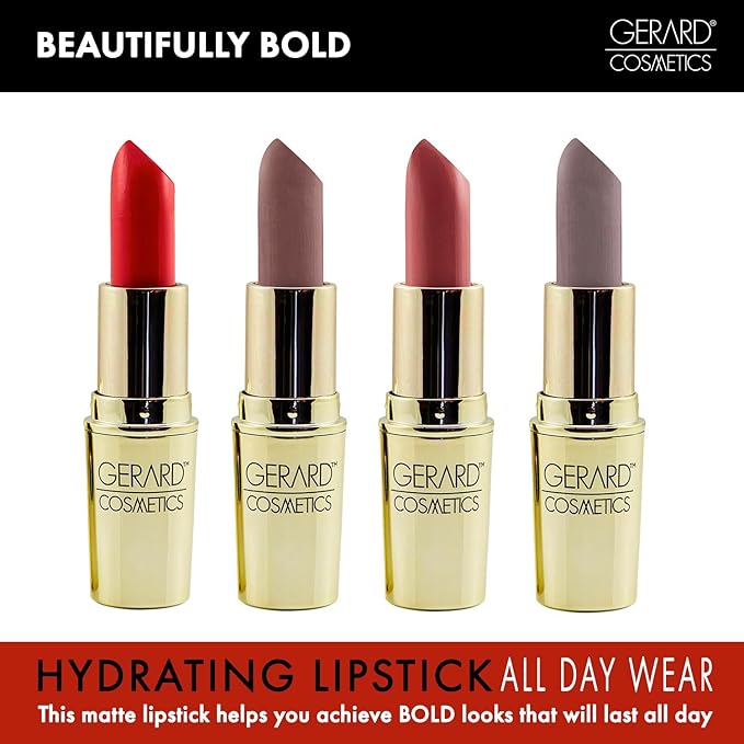 Gerard Cosmetics Lipstick Fire Engine | Bright Red Lipstick with Comfort Matte Finish | Highly Pigmented, Smooth Formula with Hydrating Ingredients | Cruelty Free & Made in USA