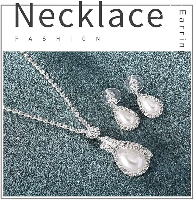 Yean Bride Silver Necklace Earrings Set