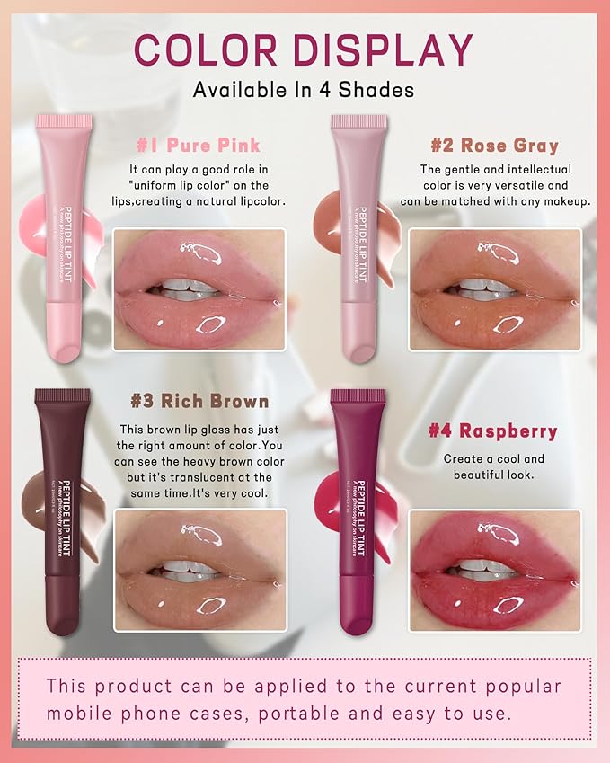 Tinted Lip Balm-1Pcs Raspberry Peptide Hydrating Gloss,Thanksgiving