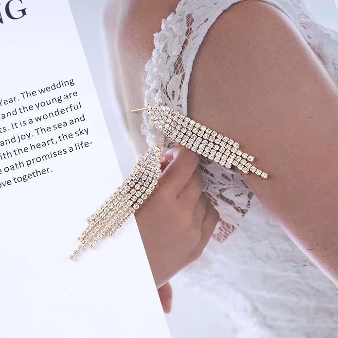 Vintage Rhinestone Chandelier Tassel Earrings Crystal